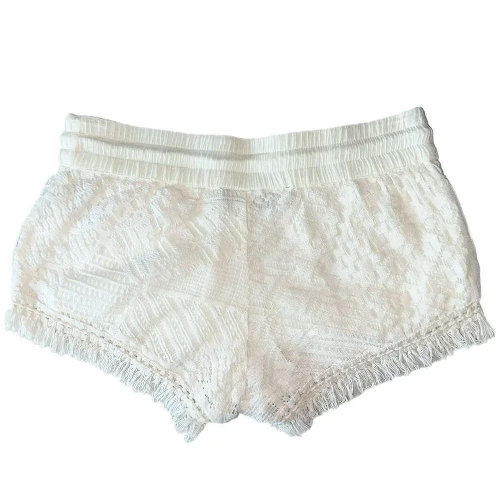Crochet Drawstring Fringe Shorts - Picture 2 of 14
